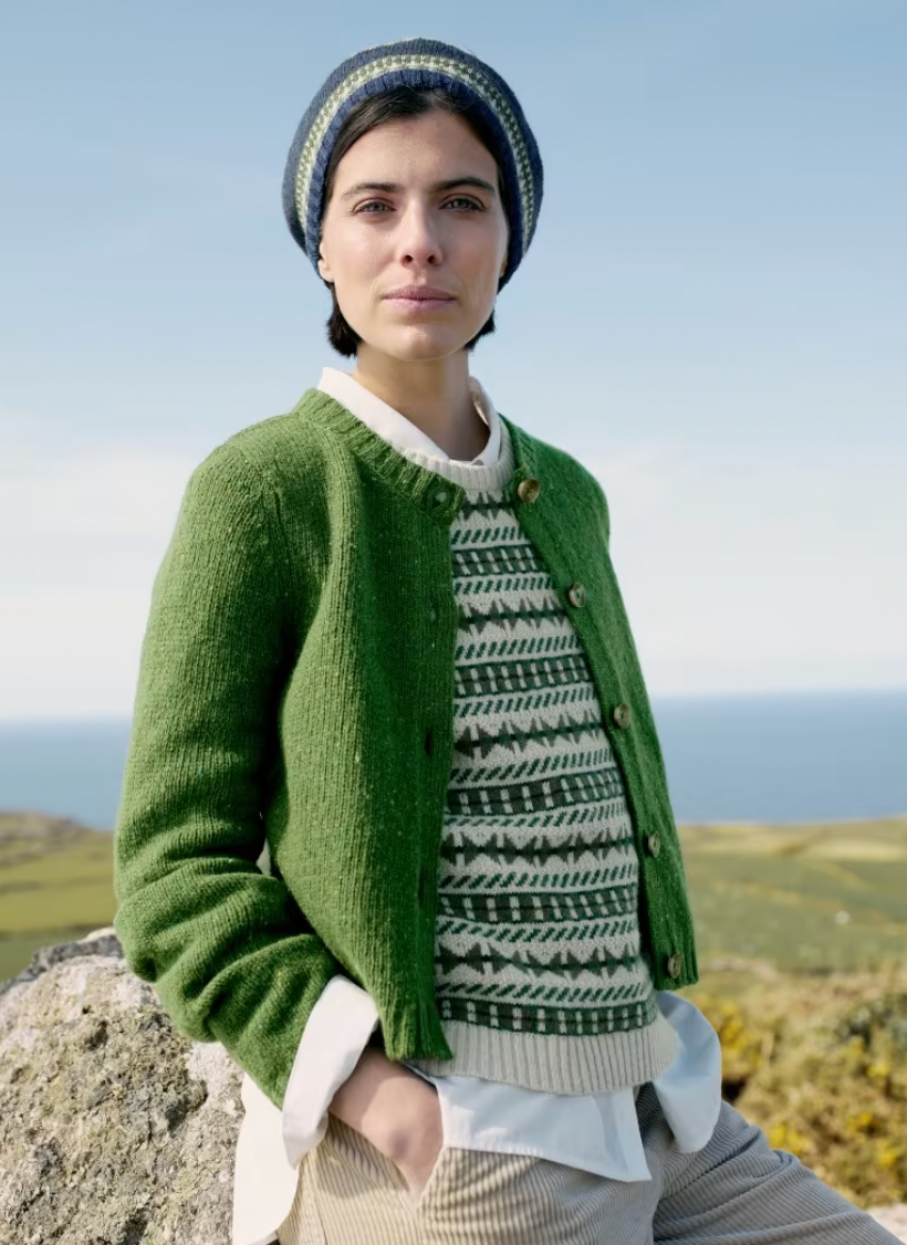 Lemon Fair Isle Vest - Minvor Aran Cut Grass