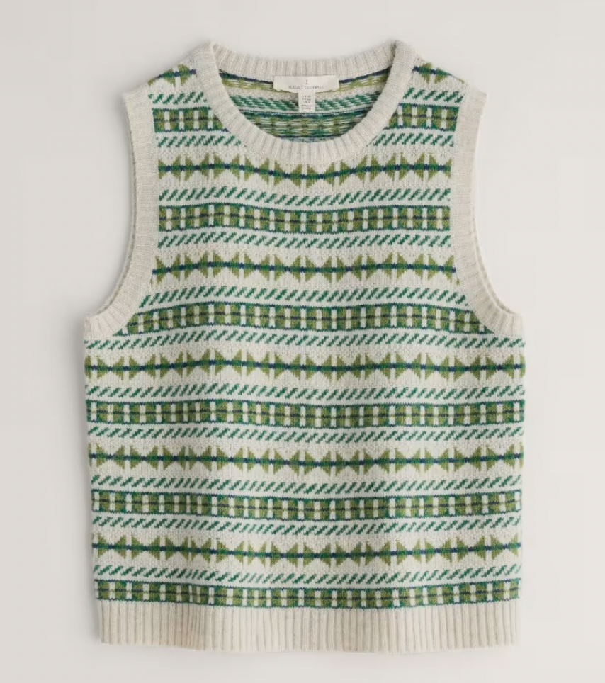 Lemon Fair Isle Vest - Minvor Aran Cut Grass