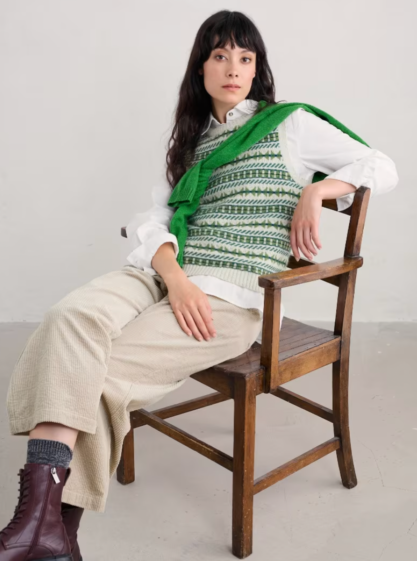 Lemon Fair Isle Vest - Minvor Aran Cut Grass