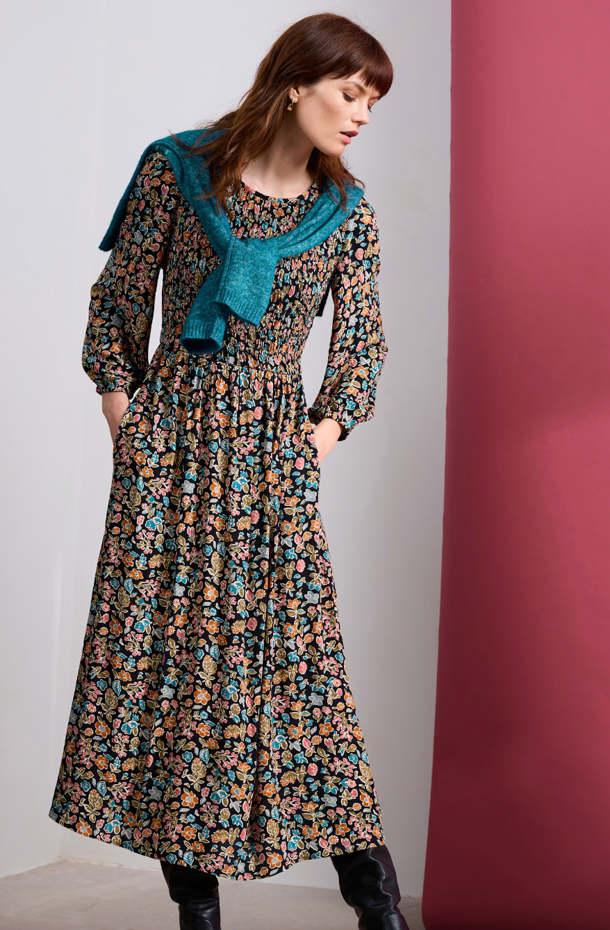 SEASALT's Meadowsweet maxi Dress in Shore Floral Onyx