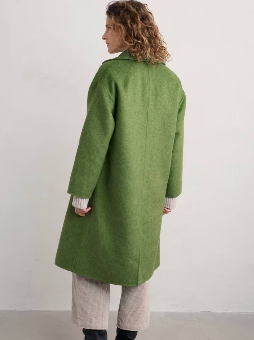 Back view of SEASALT's Pensilva Coat in Cut Grass 