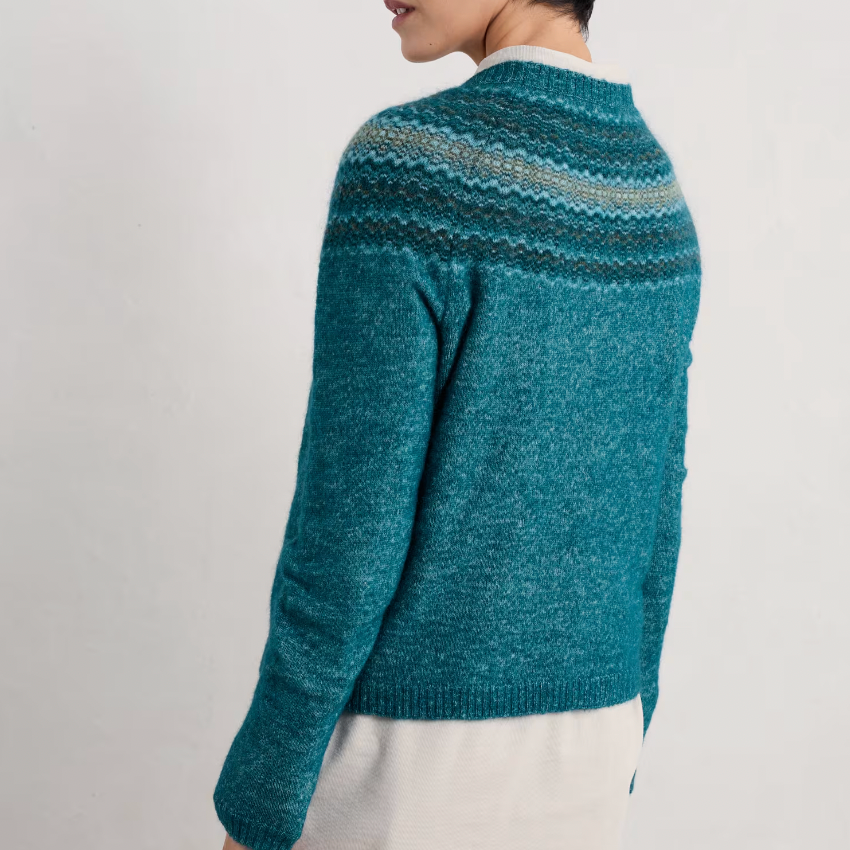 SEASALT's Spruce Frost Jumper for women in Swirling Lake Mix, back view