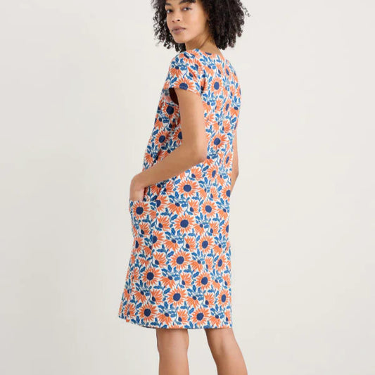 the River Cove Shift cotton Dress by SEASALT in Sunflower print