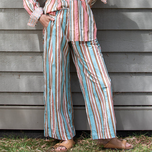Mandalay Designs Palazzo pants in Wedgewood stripe