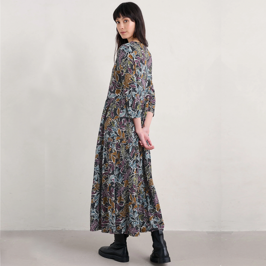 SEASALT's Line Strokes Dress in Inked Foliage Onyx