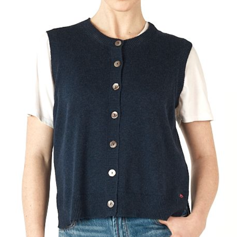 Zaket and Plover's Essential Button Vest in Denim for women