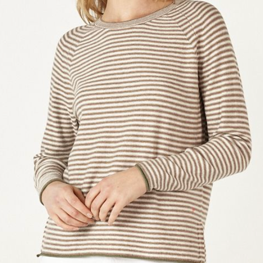 Zaket and Plover's Essential Stripe Crew Jumper in Bark