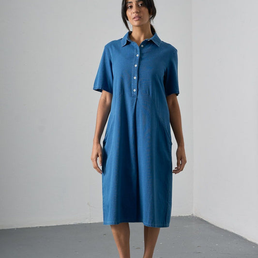 Bibico Alexa Dress Textured Denim Front View Berrimas Overflow
