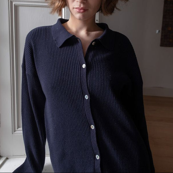 Merino Wool Shirt style cardigan for women.