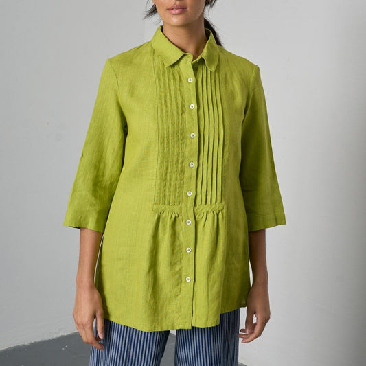 Bibico Betty Tunic Linen Citronelle Front View Berrimas Overflow