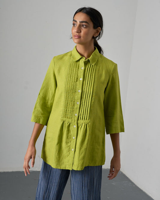 Bibico Betty Tunic Linen Citronelle Front View Berrimas Overflow