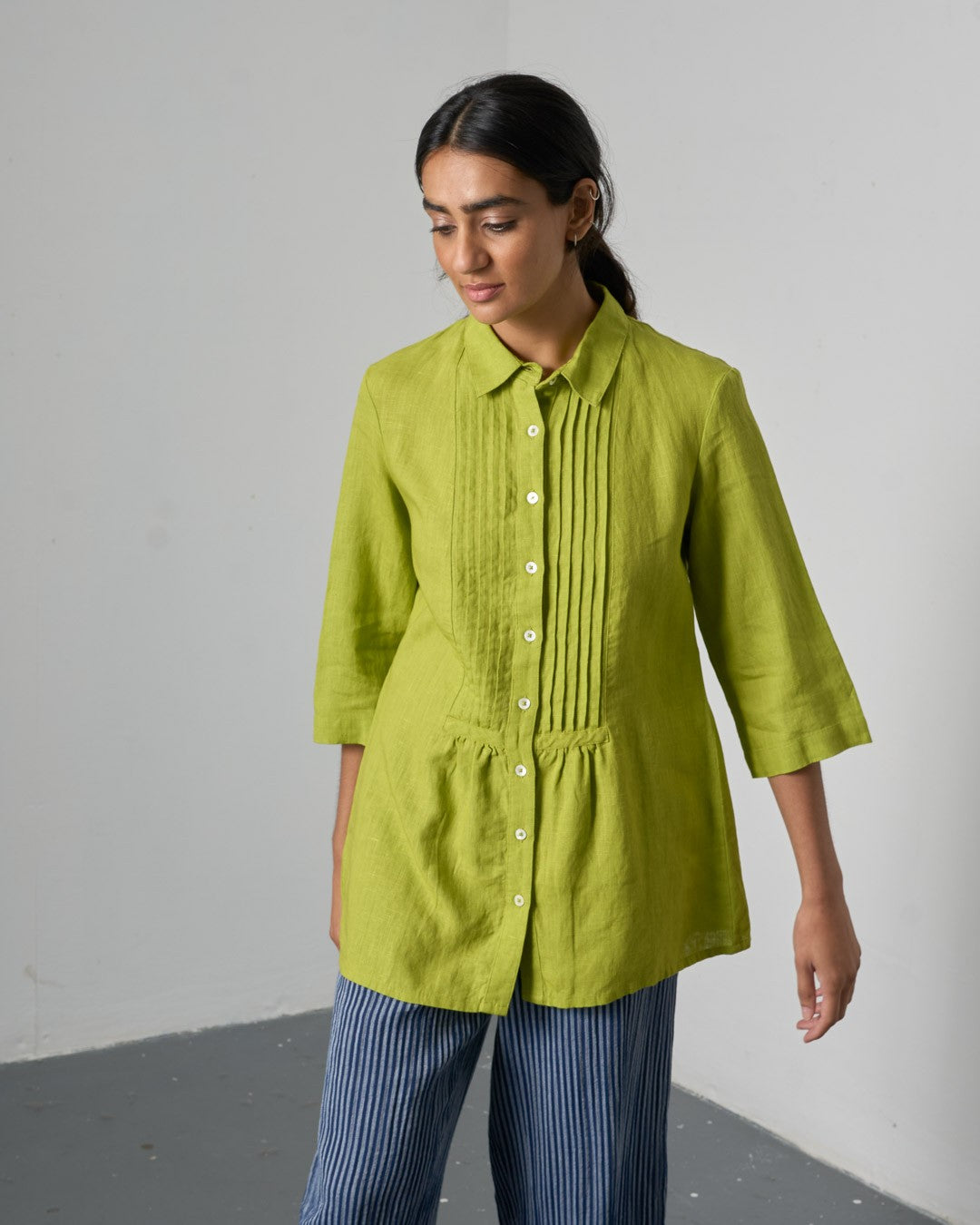 Bibico Betty Tunic Linen Citronelle Front View Berrimas Overflow