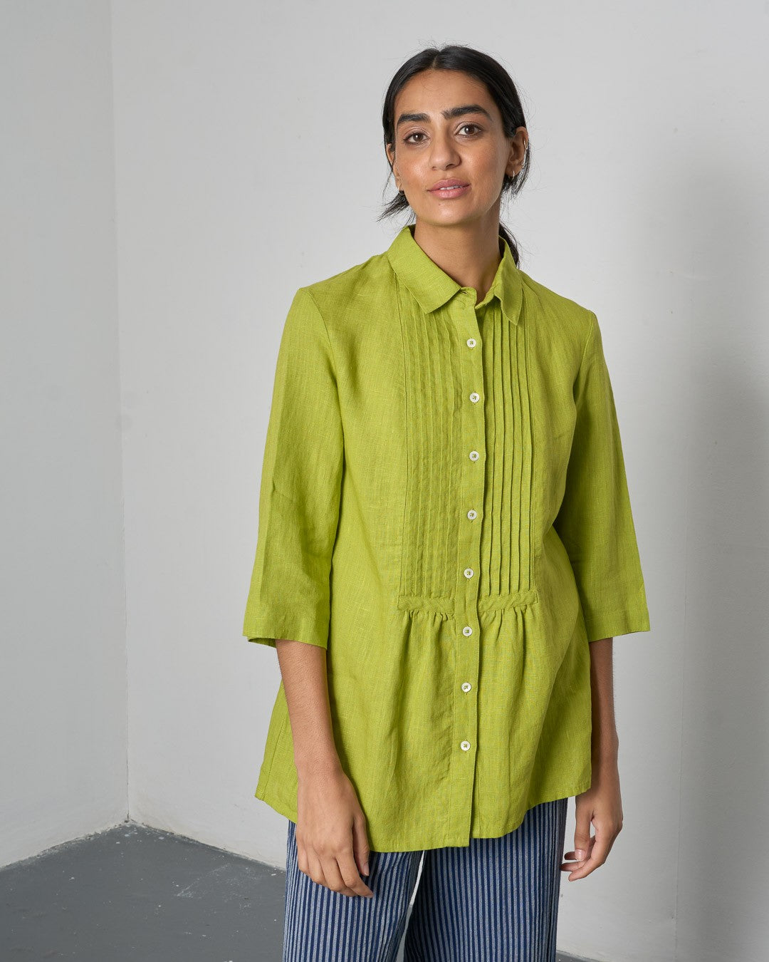 Bibico Betty Tunic Linen Citronelle Front View Berrimas Overflow