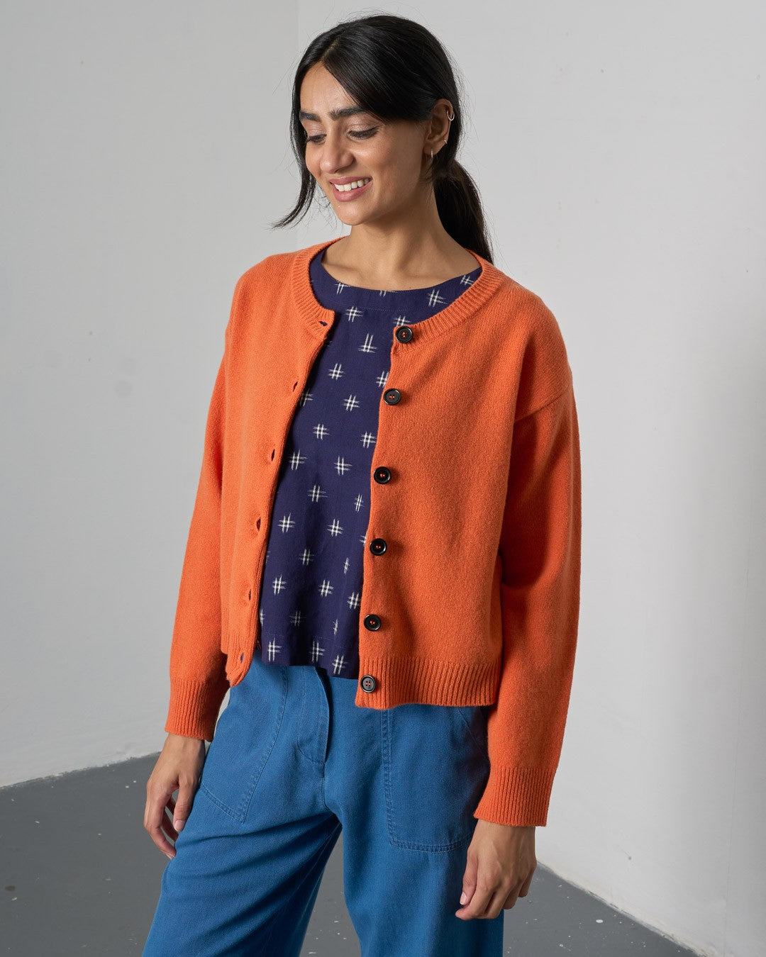 Bibico Eva Classic Cardi Mandarin Front View Berrimas Overflow