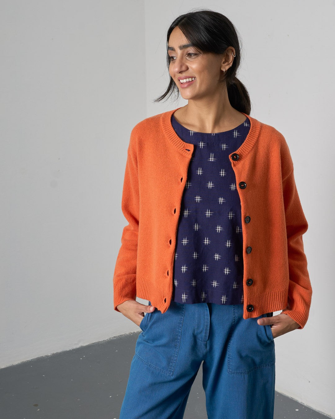 Bibico Eva Classic Cardi Mandarin Front View Berrimas Overflow