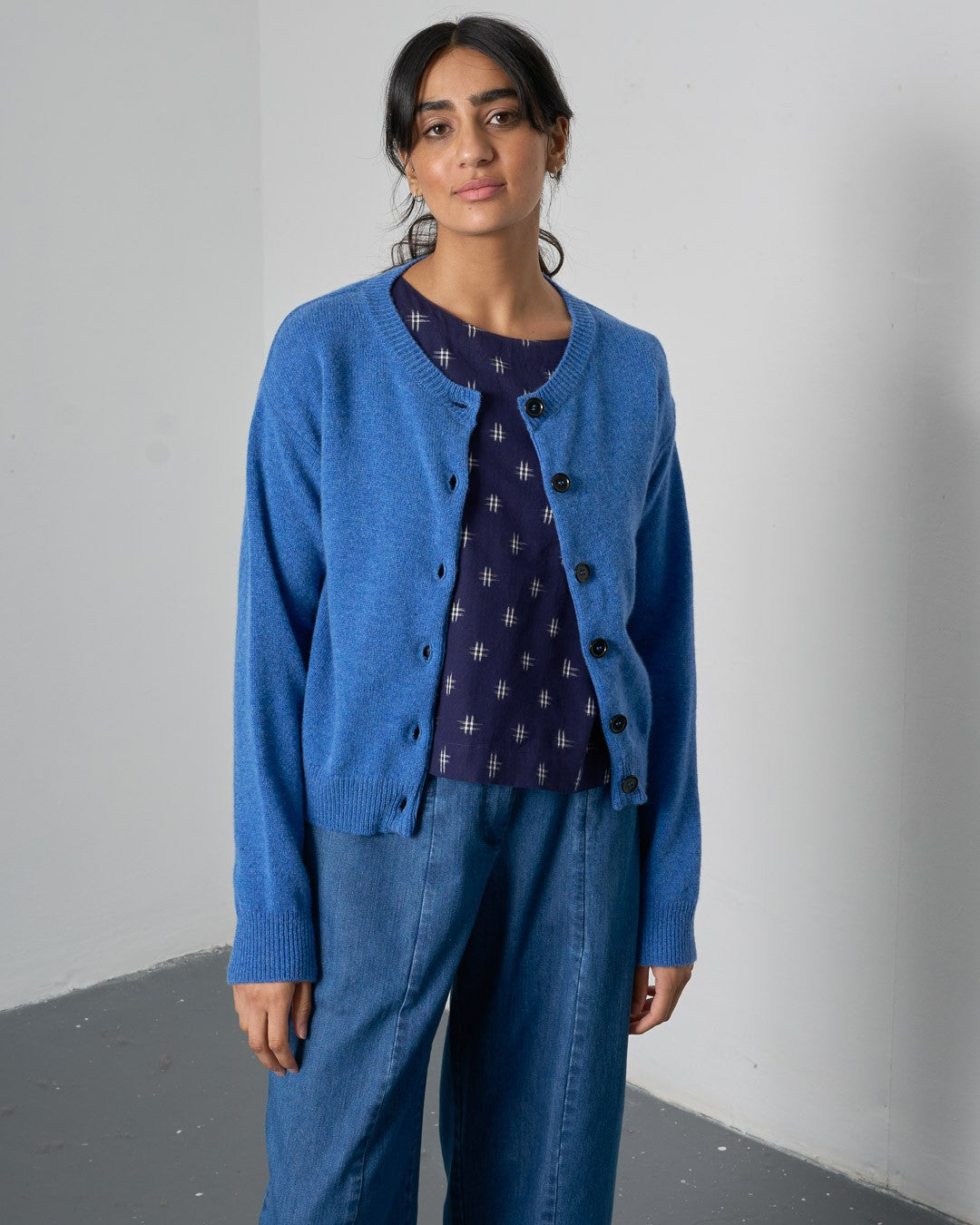 Bibico Eva Classic Cardi Med Blue Front View Berrimas Overflow