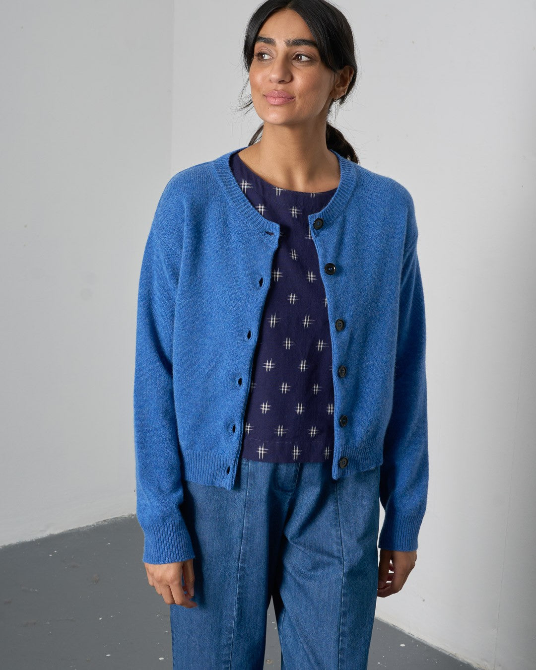 Bibico Eva Classic Cardi Med Blue Front View Berrimas Overflow