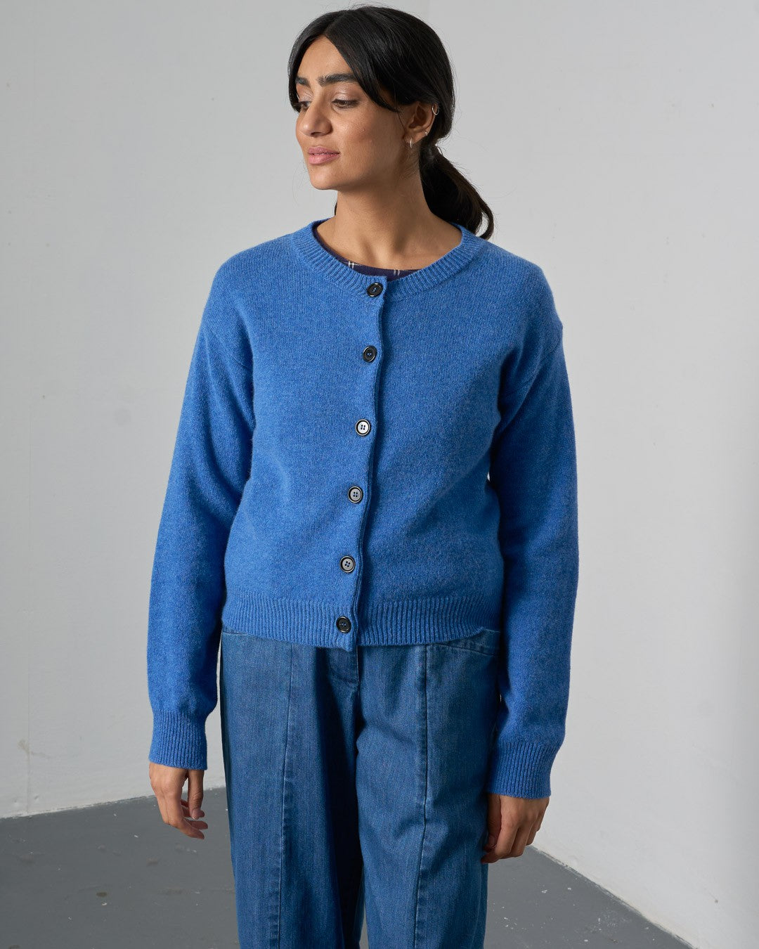Bibico Eva Classic Cardi Med Blue Front View Berrimas Overflow