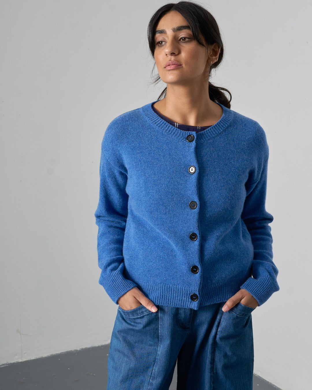 Bibico Eva Classic Cardi Med Blue Front View Berrimas Overflow