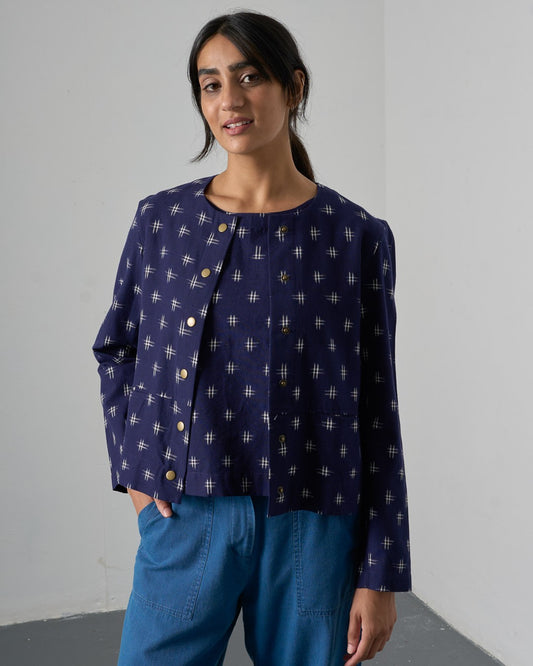 Bibico June Utility Jacket Ikat Front View Berrimas Overflow