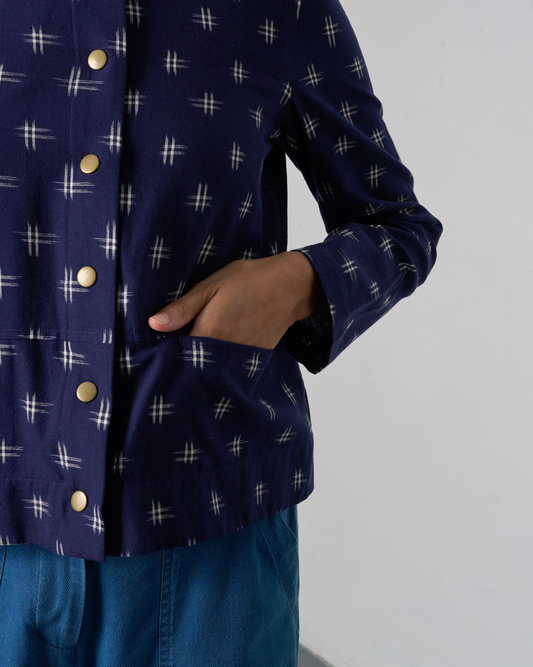 Bibico June Utility Jacket Ikat Detail Berrimas Overflow