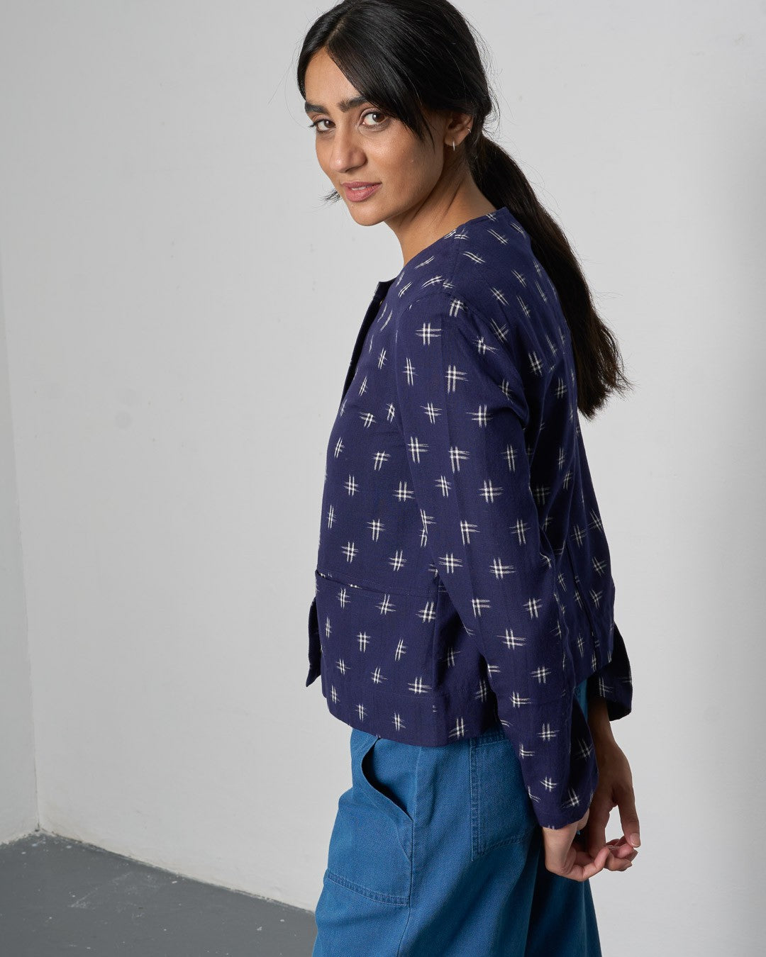 Bibico June Utility Jacket Ikat Side View Berrimas Overflow