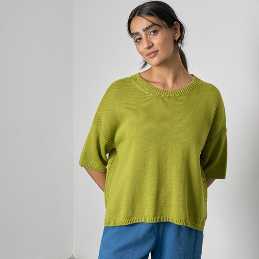 Bibico Lisa Knitted Top Citronelle Front View Berrimas Overflow