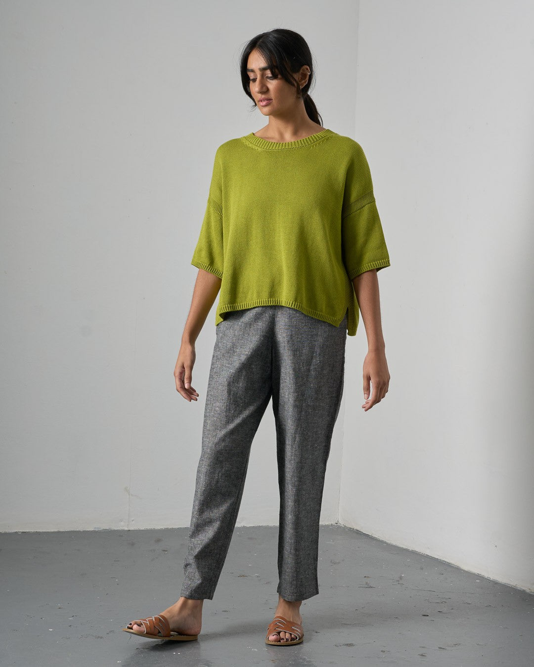 Bibico Lisa Knitted Top Citronelle Front View Berrimas Overflow