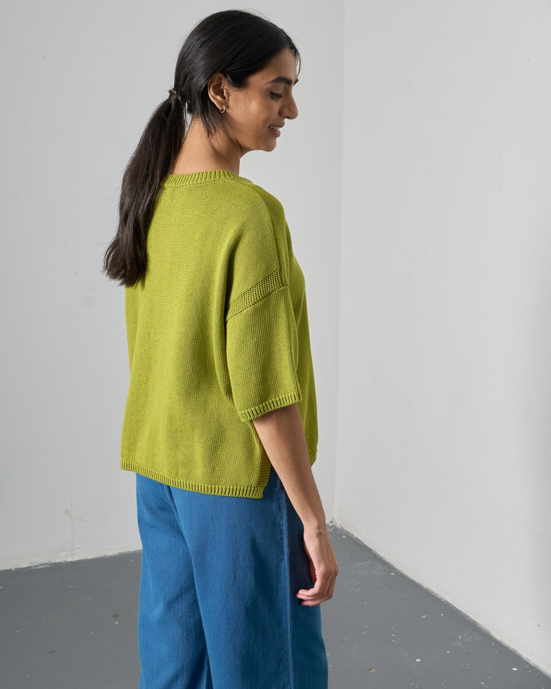 Bibico Lisa Knitted Top Citronelle Side View Berrimas Overflow
