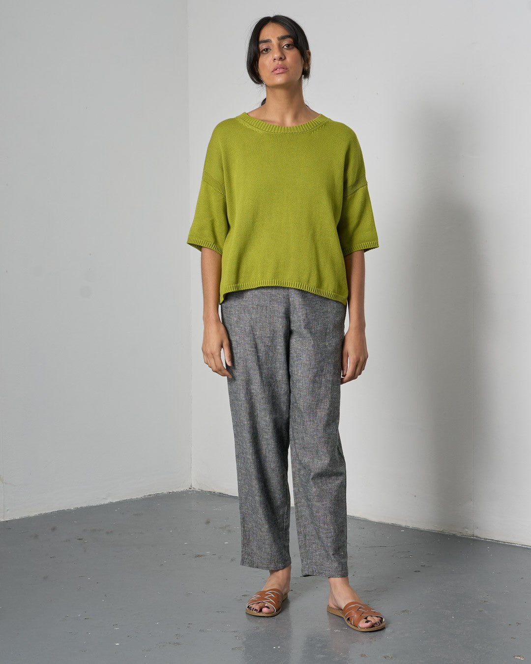 Bibico Lisa Knitted Top Citronelle Front View Berrimas Overflow