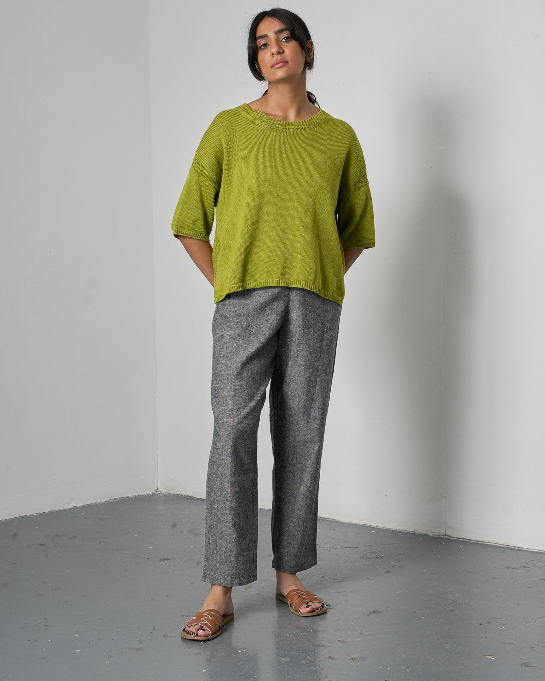 Bibico Lisa Knitted Top Citronelle Front View Berrimas Overflow