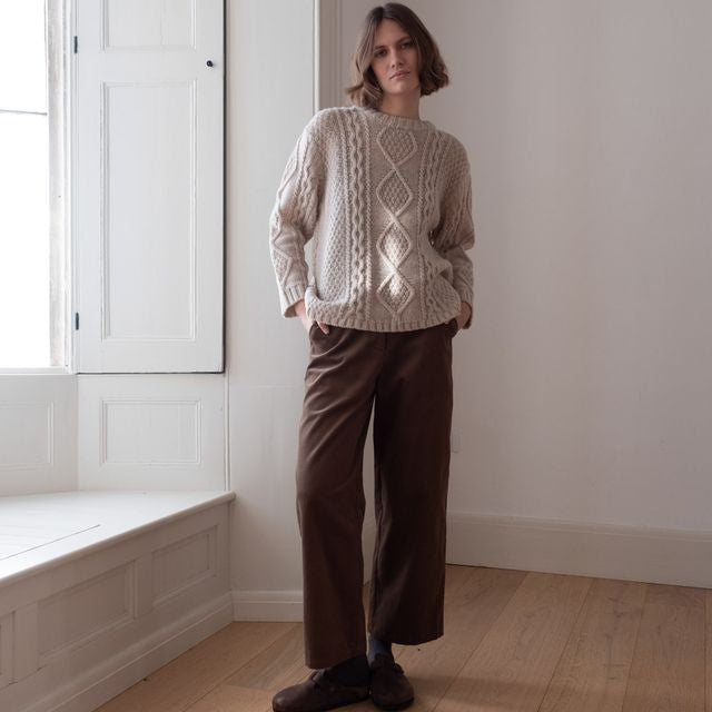 Bibico woollen Aran style sweater in linen colour