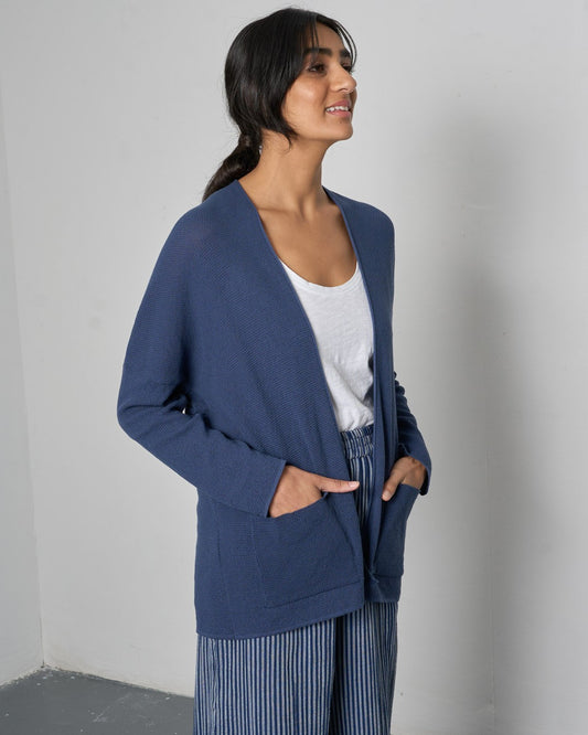 Bibico Rosie Edge To Edge Cardi Navy Side View Berrimas Overflow