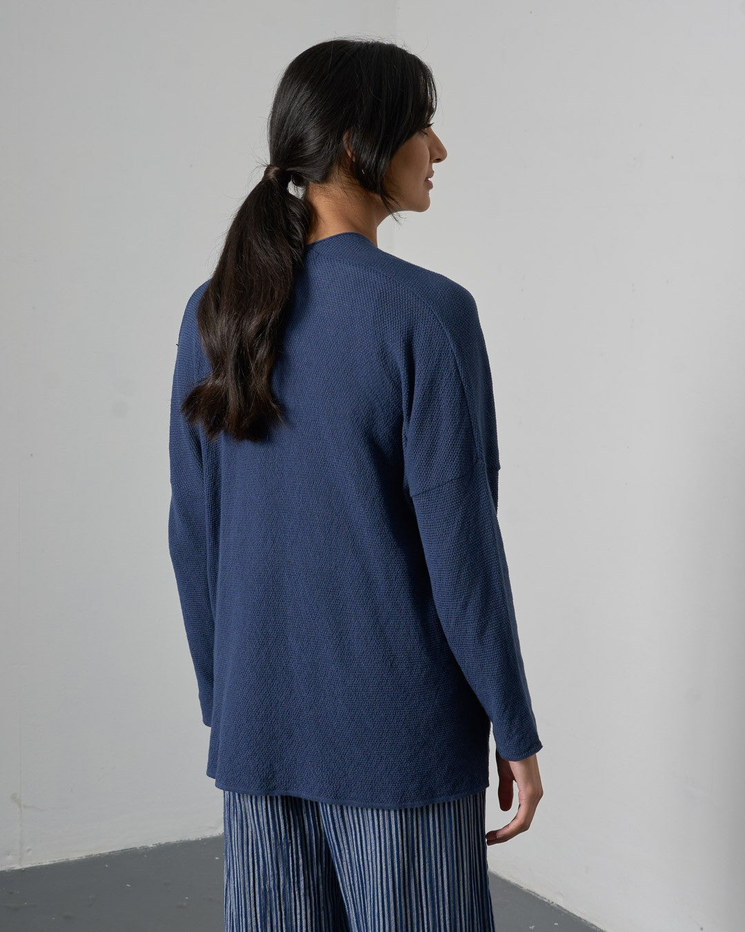 Bibico Rosie Edge To Edge Cardi Navy Back View Berrimas Overflow
