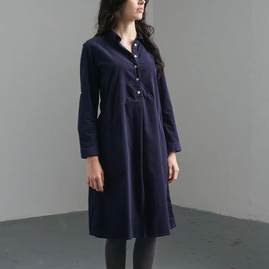 Cord shirtdress 100% cotton in navy.