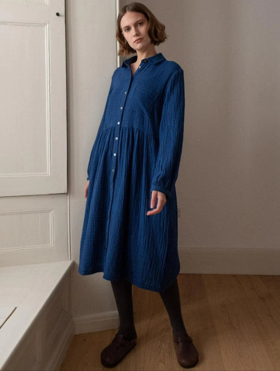 Bibico Bea dress in Petrol check