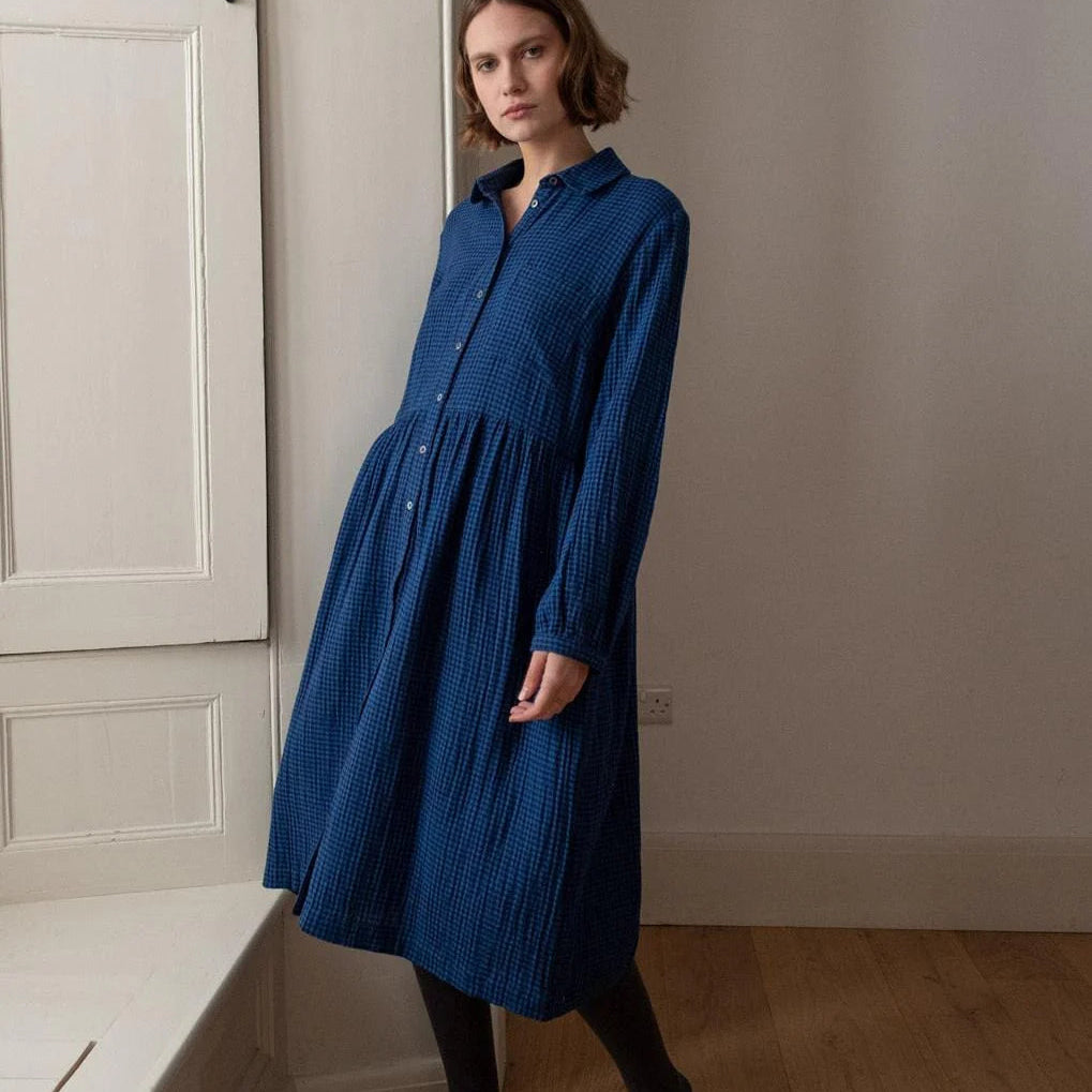 Bibico petrol check bea dress cotton