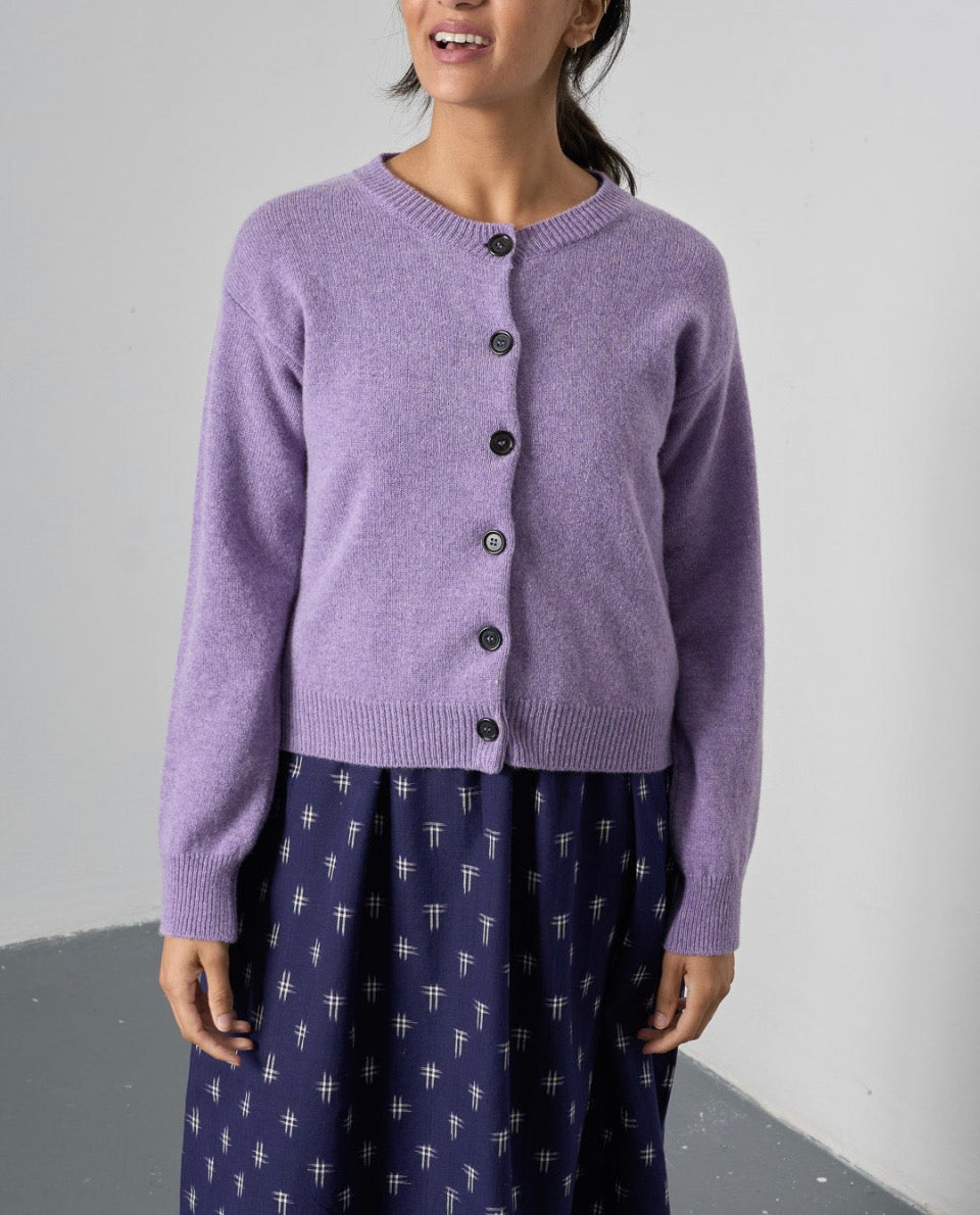 Bibico Merino Cardigan in dahlia or purple