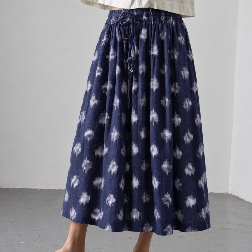 Bibico Skirt in Navy Ikat