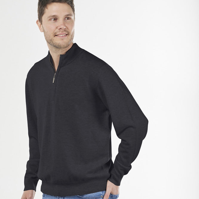Men's Bridge and Lord 1/4 Zip in Charcoal. BL3513
