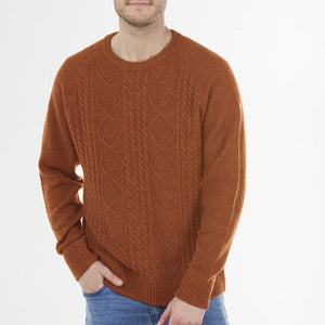 Bridge & Lord cable knit sweater. Mens jumper in tan. BL3516
