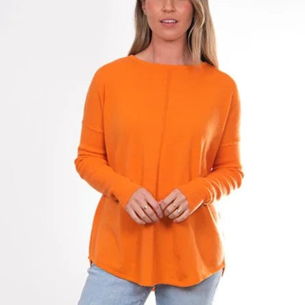 Brige and Lord merino wool ladies sweater in orange.