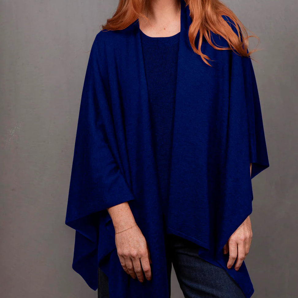 Bridge and Lord Wrap Shawl in Carbon Blue