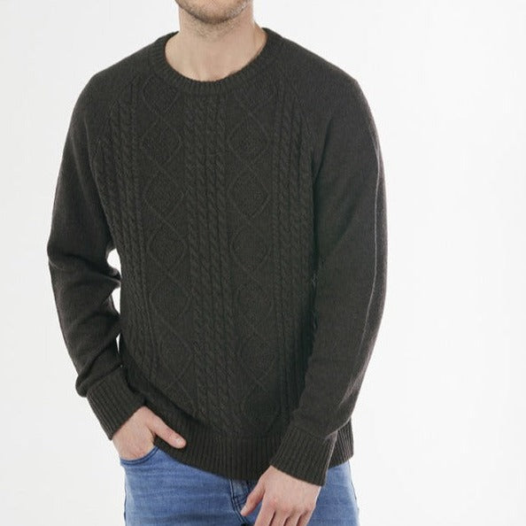 Quality Australian Knitwear. Bridge and Lord Man's cable jumper, Australian Merino Wool.