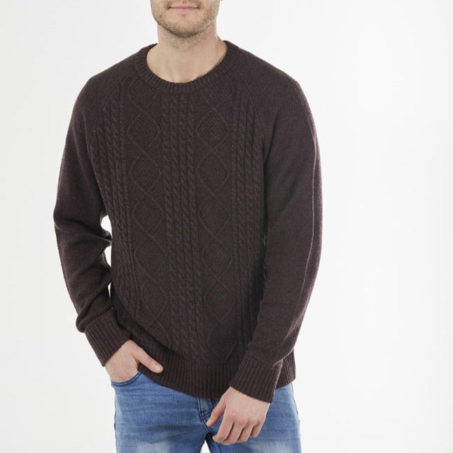 Cable Knit Jumper in earthy brown knitted with Australian Merino Wool.