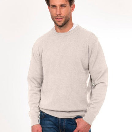 Mens Australian merino wool and cashmere jumper in grey from Bridge and Lord.