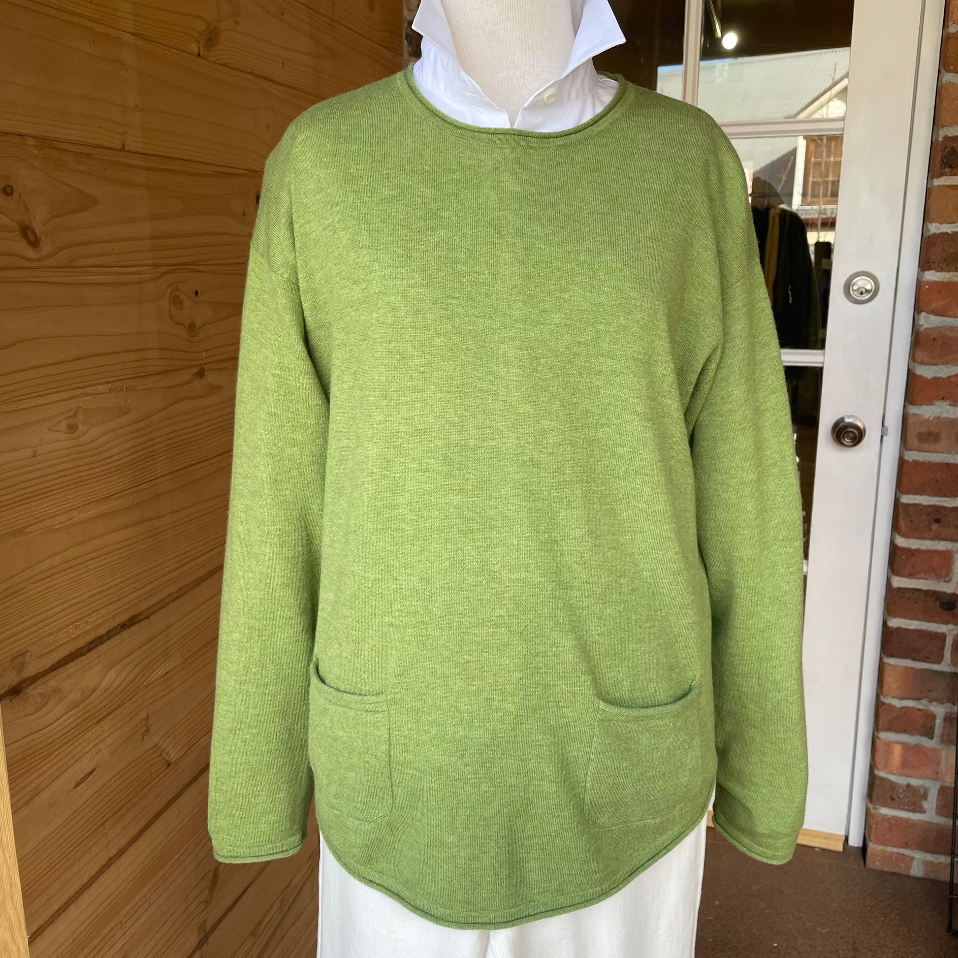 Bridge and Lorn womens roll trim jumper with pockets.