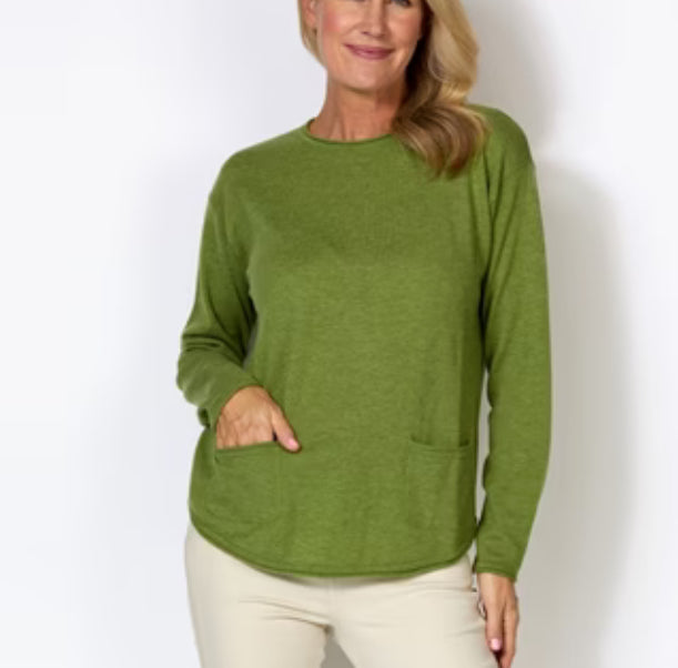 Bridge and Lord Roll Trim jumper in wasabi