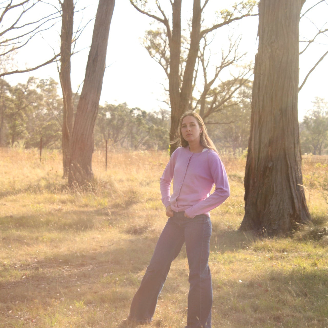 Bridge and lord crew cardigan in lilac