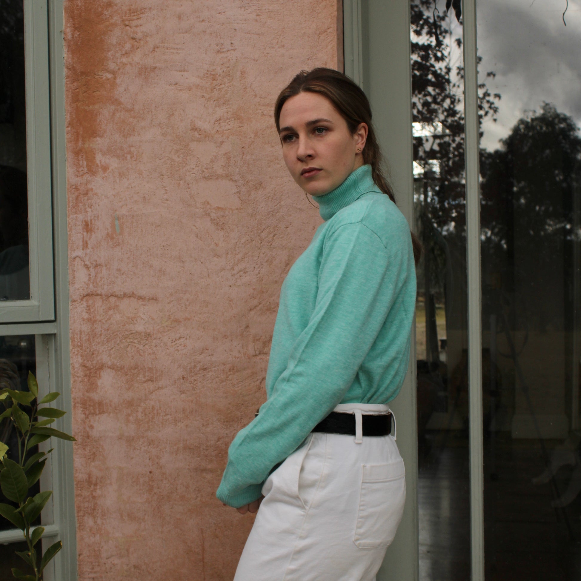 Roll Neck Top Sea Foam Berrima's Overflow1